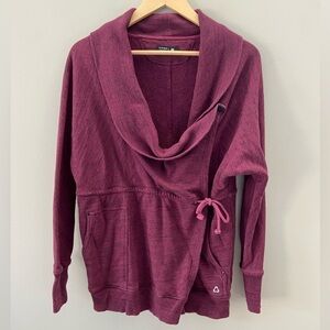 TITIKA Active Wear Couture Burgundy Cowl Neck Yoga Terry Clothe Wrap Sweater